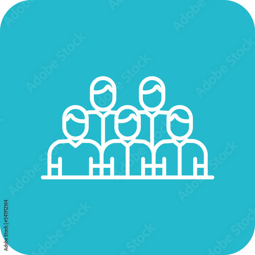 Spectator Line Round Corner Background Icon