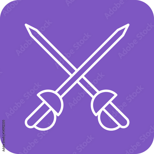 Fencing Line Round Corner Background Icon