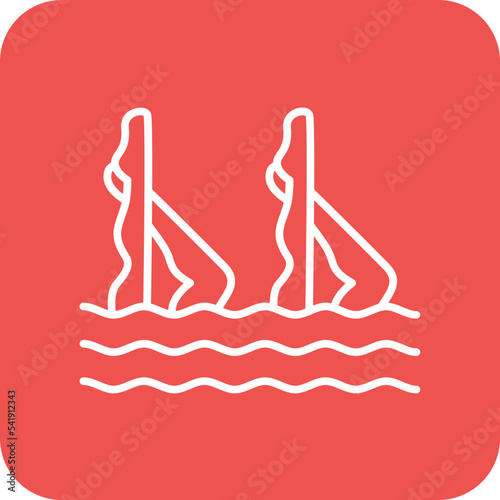 Synchronised Swimming Line Round Corner Background Icon