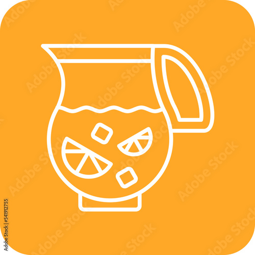 Lemonade Jug Line Round Corner Background Icon