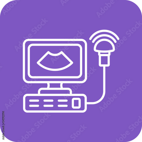 Ultrasonography Line Round Corner Background Icon