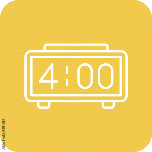 Digital Clock Line Round Corner Background Icon