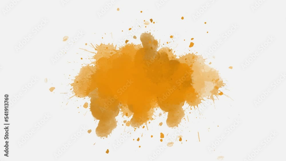ink bleed reveal transition. ink splatter compositing. Abstract orange color ink splatter slow motion reveal transition. ink brush stroke, fluid art background, overlay, alpha matte composition.	