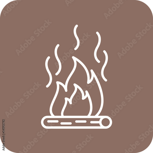 Fire Pollution Line Round Corner Background Icon