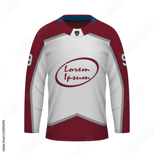 Realistic Ice Hockey away jersey Colorado, shirt template