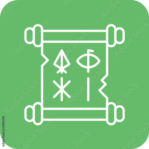 Runes Line Round Corner Background Icon