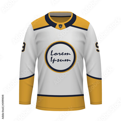 Realistic Ice Hockey away jersey Nashville, shirt template
