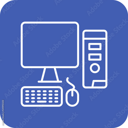 Computer Workstation Line Round Corner Background Icon