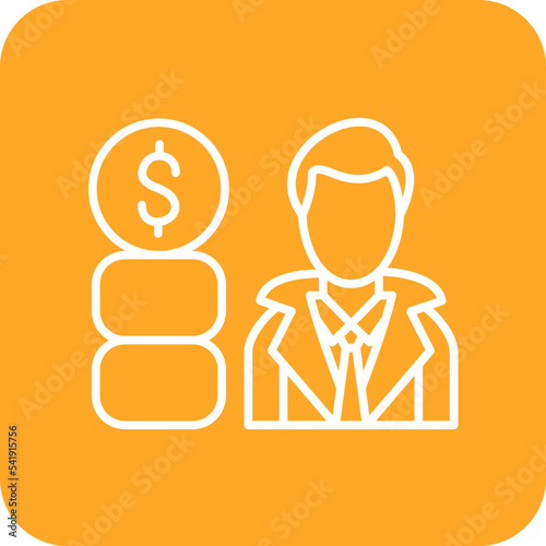 Business Leader Line Round Corner Background Icon