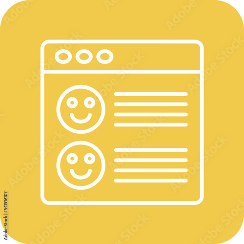 Positive Review Line Round Corner Background Icon