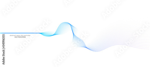 Flowing particles wave pattern colorful gradient blue purple pink isolated on white background. Vector in concept of AI technology, science, music, modern.