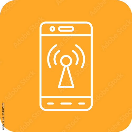 Mobile Hotspot Line Round Corner Background Icon