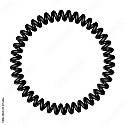 Ring of spiral telephone cable. Isolated on transparent background. 3D rendering.