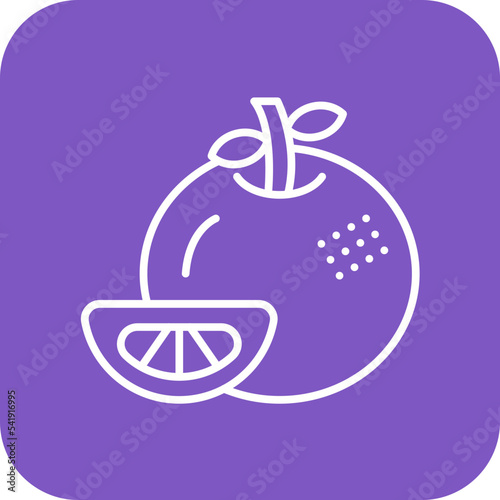 Tangerine Line Round Corner Background Icon