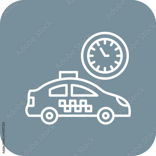 Busy Taxi Line Round Corner Background Icon