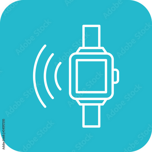 Smart Watch Line Round Corner Background Icon