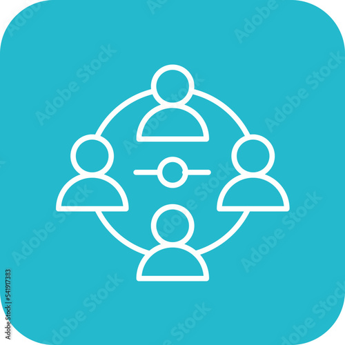 Connected People Line Round Corner Background Icon