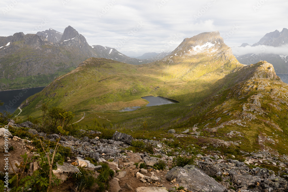 Fototapeta premium Summer Midnight View from Segla Mountain in Senja, Norway