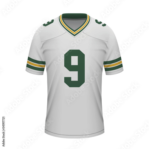Realistic football away jersey Green Bay, shirt template