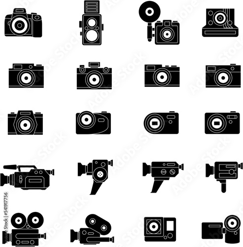 Wallpaper Mural Photo and video camera black and white flat vector collection set Torontodigital.ca