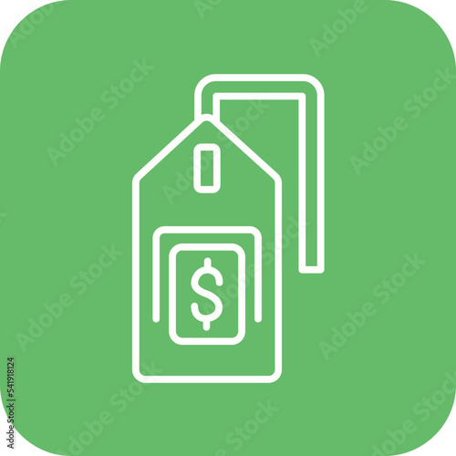 Price Tag Line Round Corner Background Icon