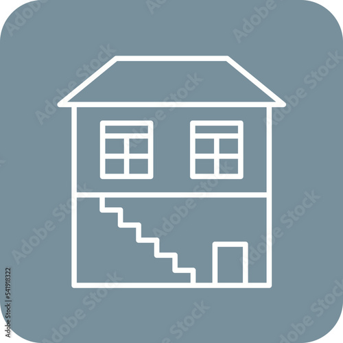 Basement Line Round Corner Background Icon