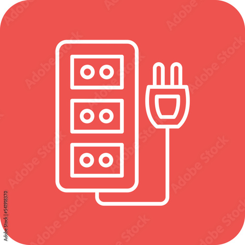 Extension Cord Line Round Corner Background Icon