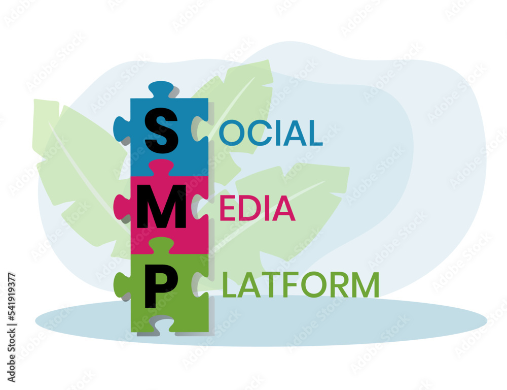 SMP Social Media Platform acronym, concept background. vector