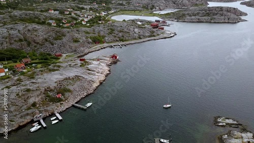Granite rock sweden archipelago westcoast boathouse boats sailingboat ocean photo