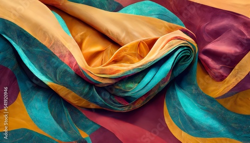 beautiful colorful texture, Luxury abstract silk fabric background, Aqua Menthe, Phantom Blue, Indigo ocean blue silk with natural luxury style swirls background texture. 3d render, 3d illustration