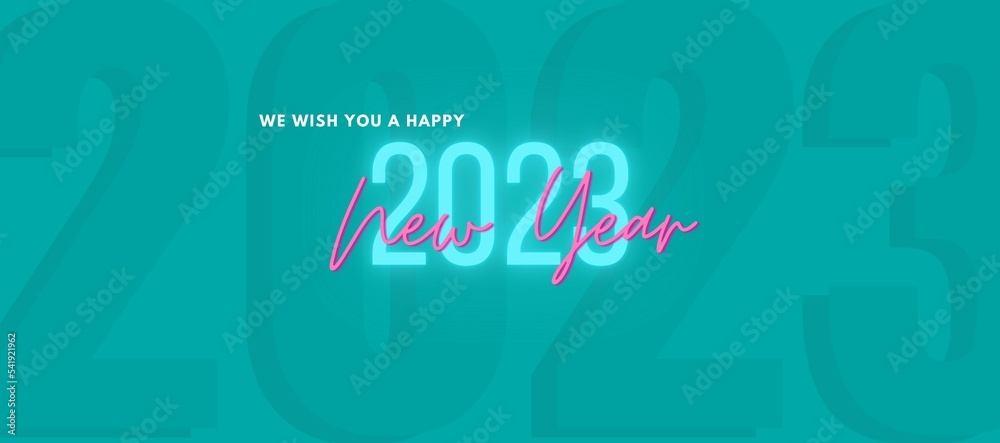 2023 New Year Abstract shiny color gold wave design element, Seasons Greetings and Happy New Year 2023 background.
