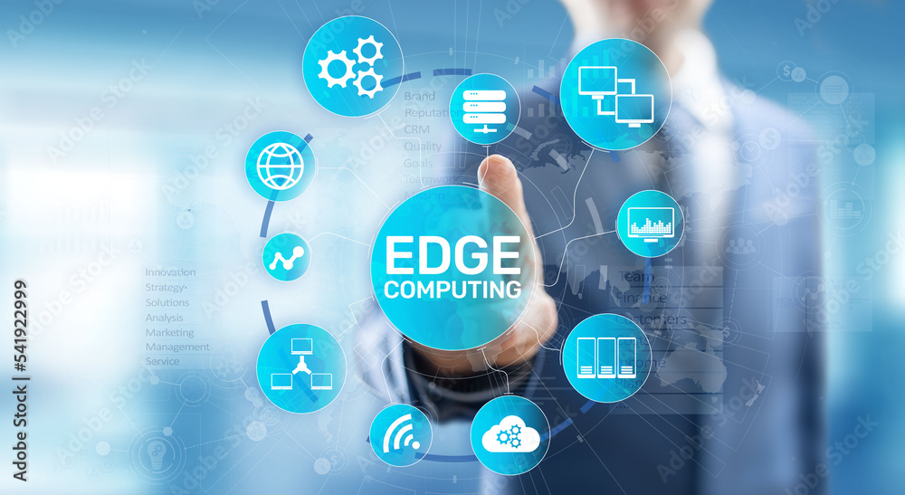 Edge computing modern IT technology on virtual screen concept. Edge computing modern IT technology on virtual screen concept.