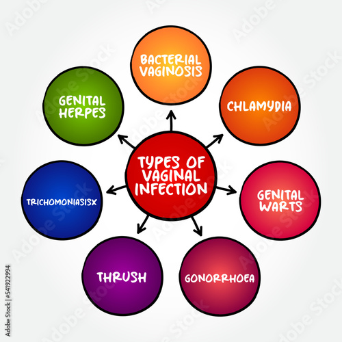 Types of vaginal infection mind map, text concept for presentations and reports