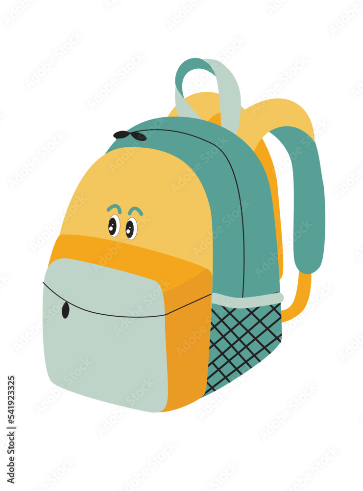 Cute bags with funny faces. Cute School Supplies. Vector, kawaii Cute bags with funny faces. Cute School Supplies. Vector, kawaii