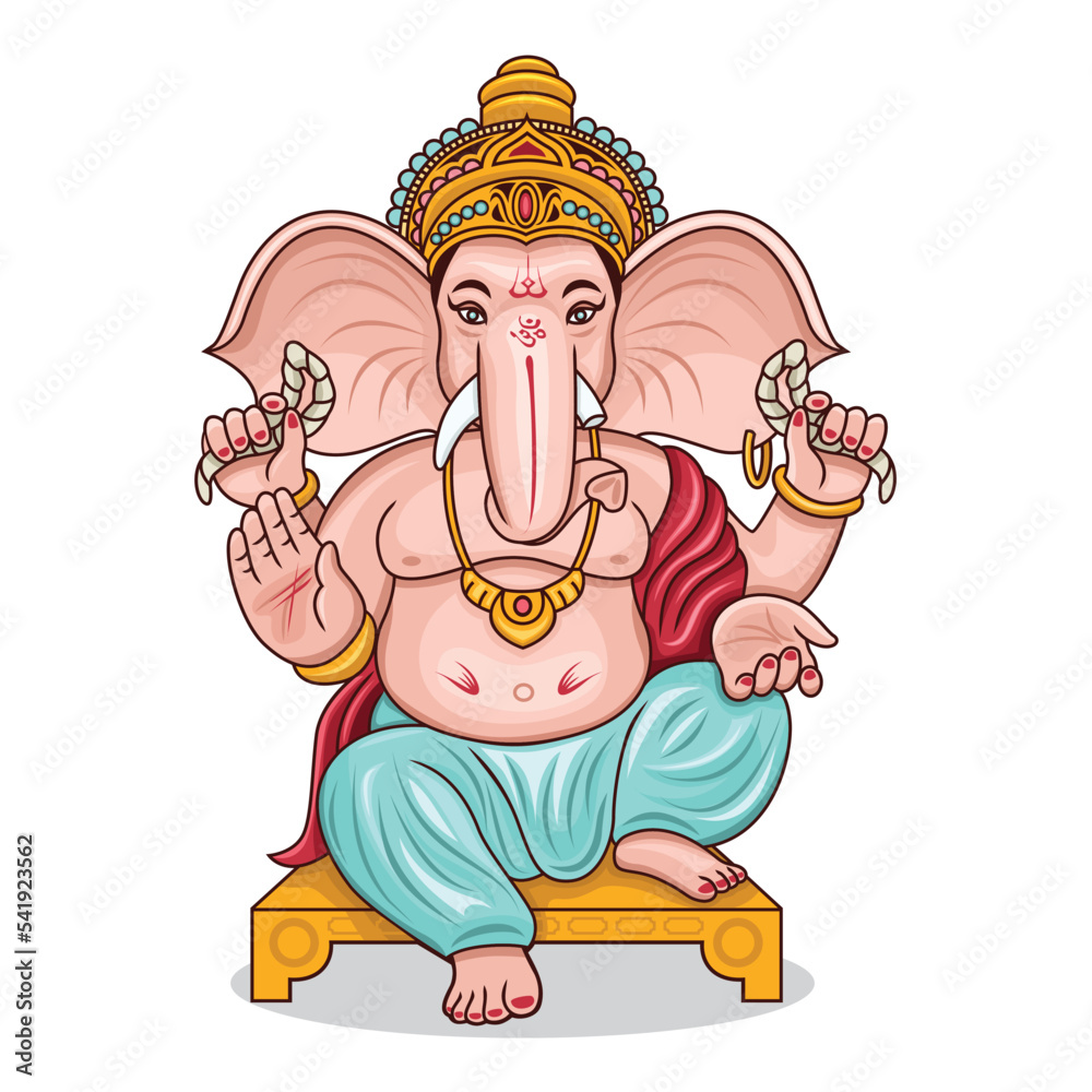 Illustration of Ganesh Chaturthi, the Hindu god Ganesha Stock