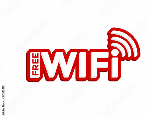 3D free Wi-Fi connection area icon. Wireless hotspot network sign and technology symbol on white background