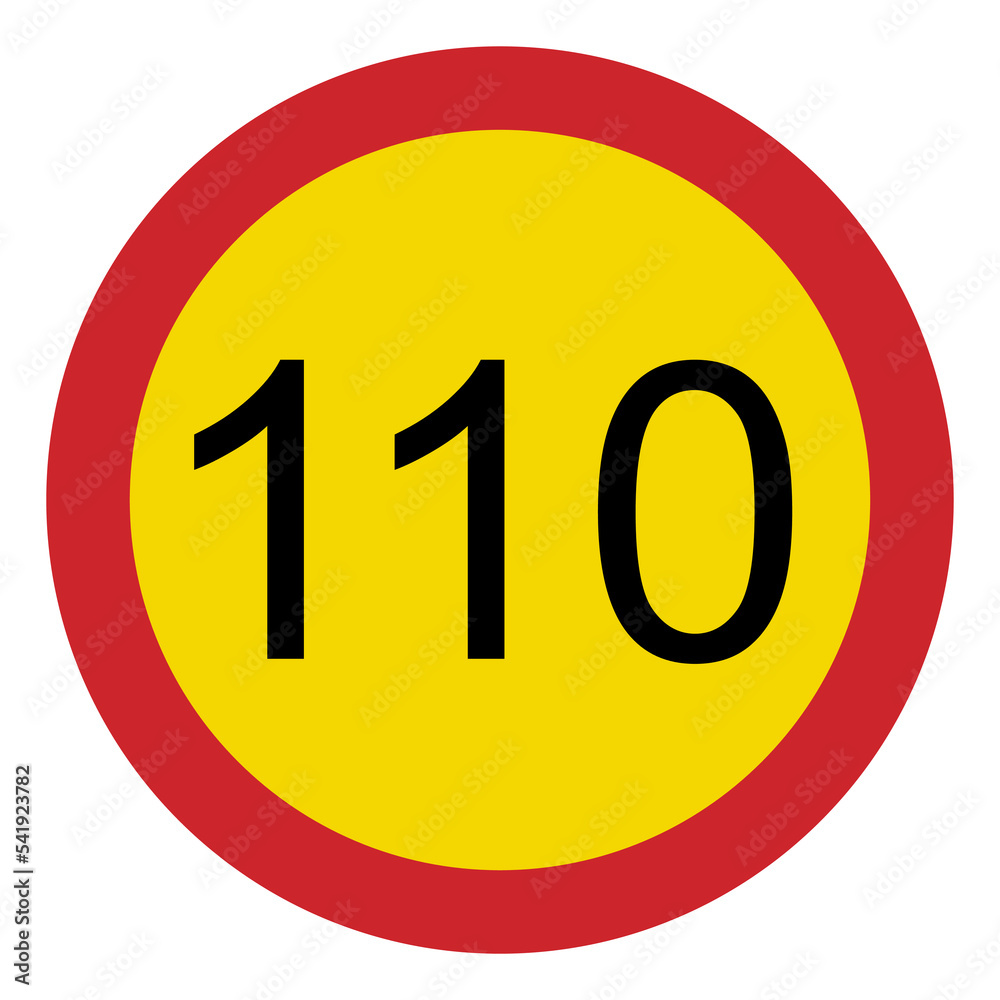 Prohibited road signs. Speed limit 110. Traffic signs. Prohibited road signs. Speed limit 110. Traffic signs.