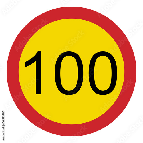 Prohibited road signs. Speed limit 100. Traffic signs.