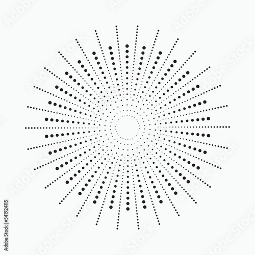 radial Halftone pattern background. Abstract concentric dotted backdrop. Halftone design element for various purposes.
