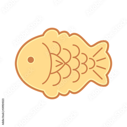 Korean street food. Translation : Label says "Bungeobang". This is a fish-shaped bread. Vector illustration of Taiyaki. Japanese sweets.　