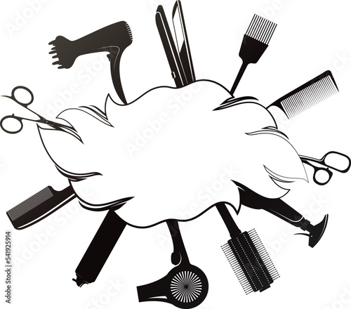 Hair stylist and beauty salon. Banner with a hairdresser tool