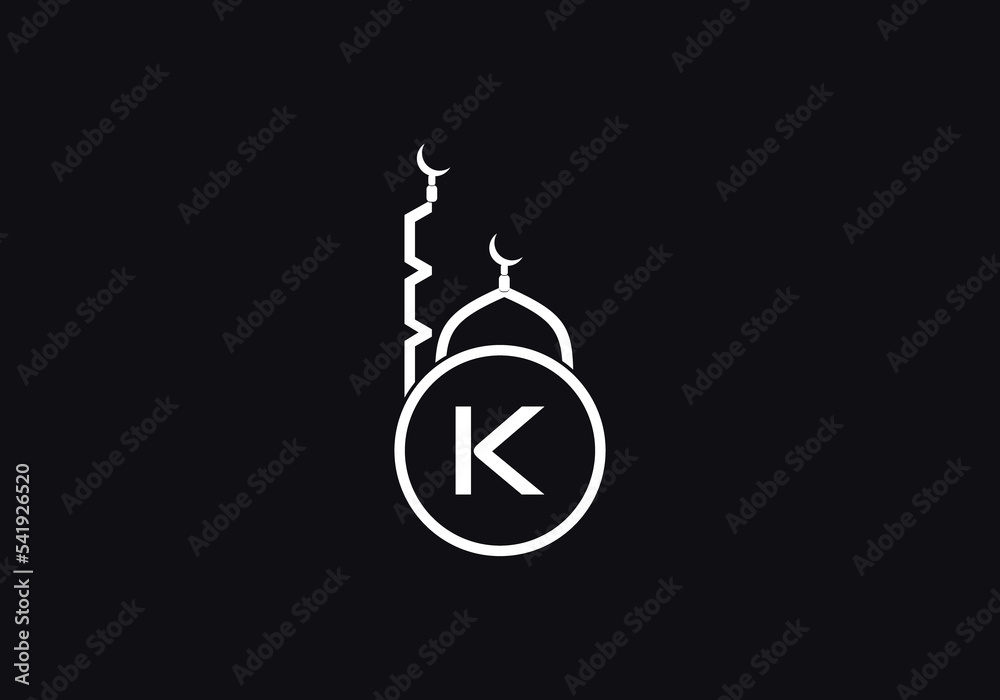 Obraz premium Islamic mosque and minar logo and symbol design vector with the letter and alphabets