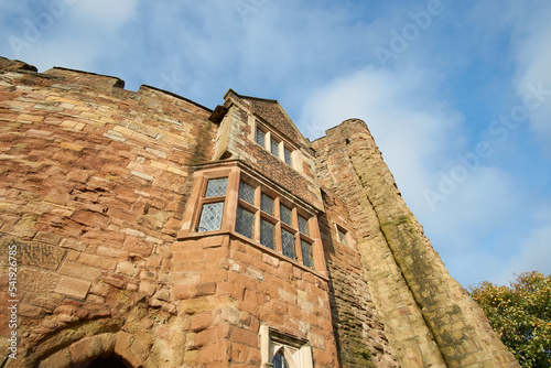 Looking upwards at a castle wall photo