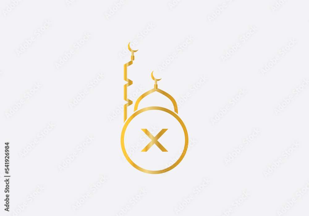 Islamic mosque and minar logo and symbol design vector with the letter and alphabets Islamic mosque and minar logo and symbol design vector with the letter and alphabets