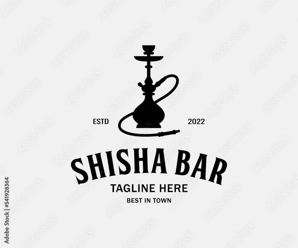 Shisha Bar Logo. Hookah Bar Logo Design. Hookah logo and icon template Shisha Bar Logo. Hookah Bar Logo Design. Hookah logo and icon template