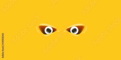 Vector Cartoon eyes isolated on green background. Funny and cute Monster open eyes with eyeball. Cartoon peepers