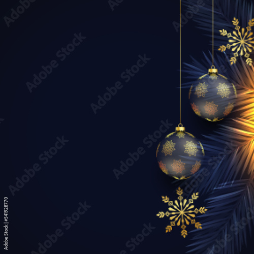 realistic christmas elements vector design with text space