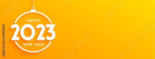 yellow 2023 new year greeting banner in hanging style