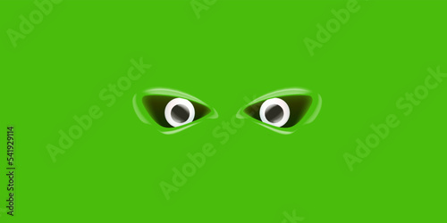 Vector Cartoon eyes isolated on green background. Funny and cute Monster open eyes with eyeball. Cartoon peepers