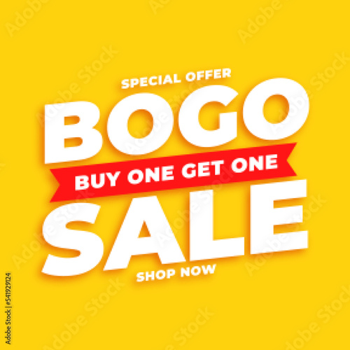 bogo sale buyone get one offer yellow background
